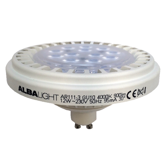 AR111 spot LED GU10 chaude à gradation 12W, 3000-2000K, 24°. - LumenXL